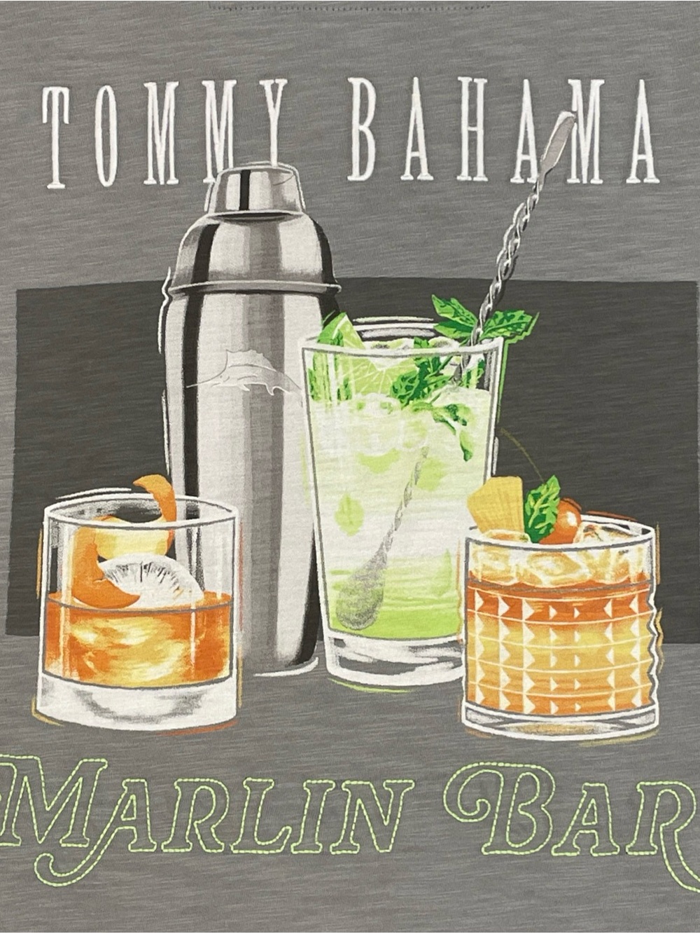 Tommy Bahama Men's M Short Sleeve Tee Shirt Shake It Up Lux Embroidered gray NEW